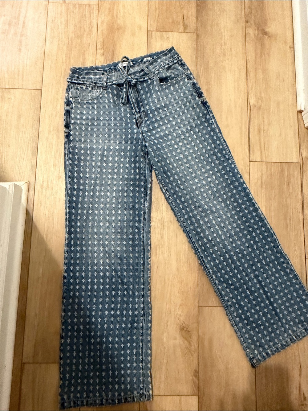Kenzie Jeans Patterned Denim The Carla - High Rise Wide Leg - Picture 2 of 7